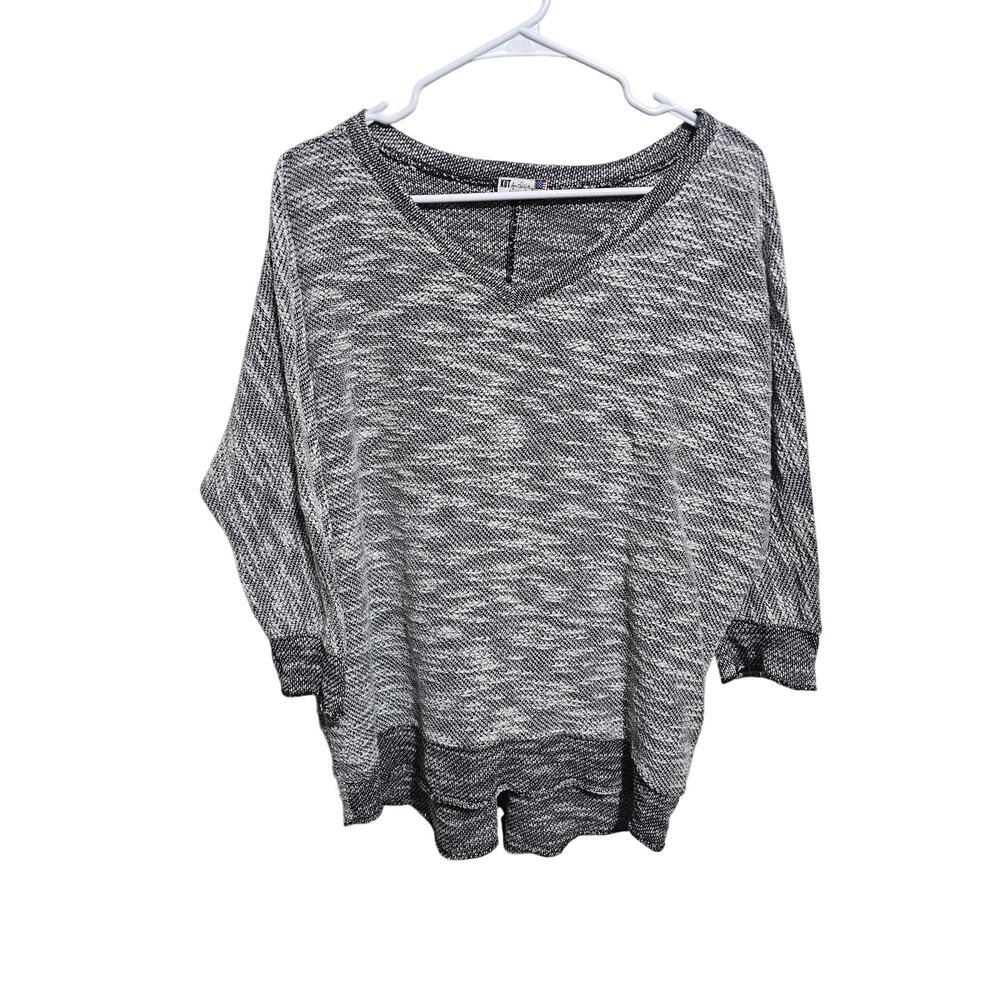 Kut from the Kloth Sweater Womens XL Grey Pullover Vneck Top Shirt   (912)